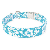 Island Floral Blue Sterling Premium Dog Collar